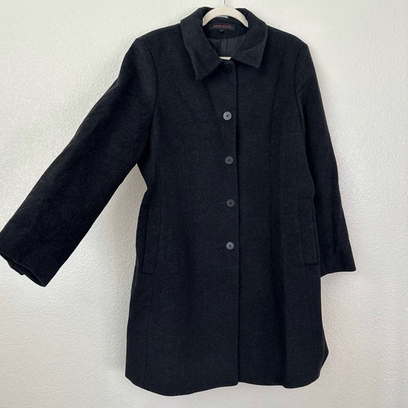 Anne Klein 100% Wool Black Single Breasted Women's Coat, Size 14 - Picture 2 of 13
